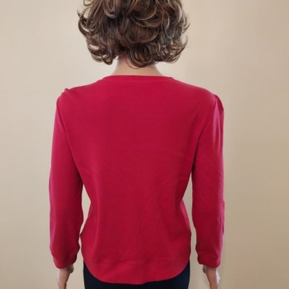 RAFAELLA RED CREW NECK BUTTON UP KNIT SWEATER SIZE S NWOT - Picture 2 of 6